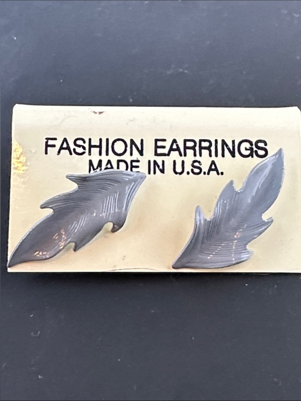 Made in U.S.A. Gray Feather Fashion Earrings - Unbranded